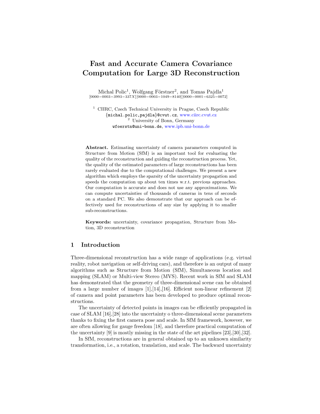 Fast and Accurate Camera Covariance Computation for Large 3D Reconstruction