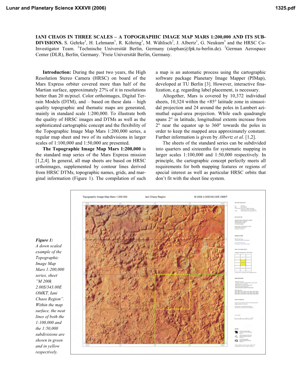 Iani Chaos in Three Scales – a Topographic Image Map Mars 1:200,000 and Its Sub- Divisions