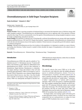 Chromoblastomycosis in Solid Organ Transplant Recipients