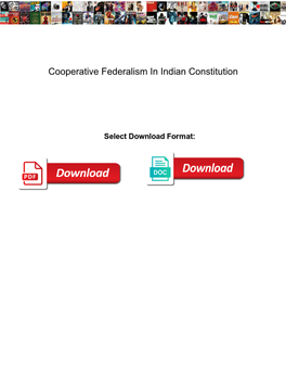Cooperative Federalism in Indian Constitution