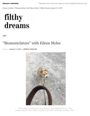 “Momentclature” with Eileen Myles