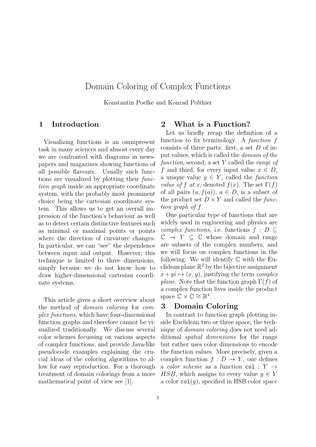 Domain Coloring of Complex Functions