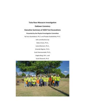 Tulsa Race Massacre Investigation Oaklawn Cemetery Executive Summary of 2020 Test Excavations