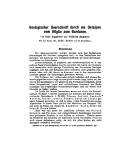 Geologischer Querschnitt Durch Die Ostalpen Vom Allgäu Zum Gardasee. Von Otto Ampferer Und Wilhelm Hammer