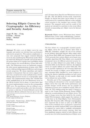 Selecting Elliptic Curves for Cryptography: an Efficiency And