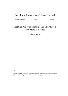 Fighting Piracy in Somalia (And Elsewhere): Why More Is Needed