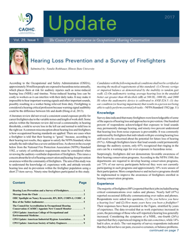 Hearing Loss Prevention and a Survey of Firefighters