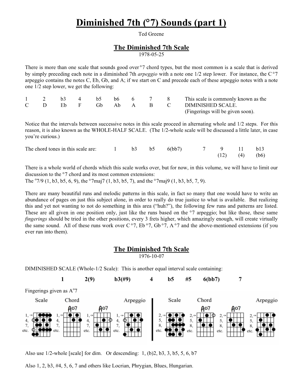 Diminished 7Th (°7) Sounds (Part 1)