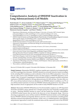Comprehensive Analysis of SWI/SNF Inactivation in Lung Adenocarcinoma Cell Models
