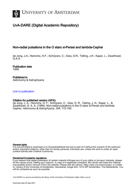 Non-Radial Pulsations in the O Stars Ξ Persei and Λ Cephei