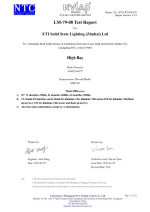 LM-79-08 Test Report for ETI Solid State Lighting (Zhuhai) Ltd