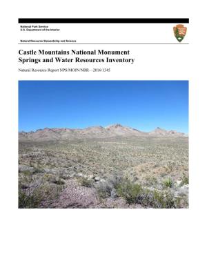 Castle Mountains National Monument Springs and Water Resources Inventory