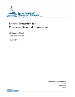 Privacy Protection for Customer Financial Information