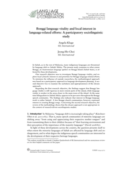 Bonggi Language Vitality and Local Interest in Language-Related Efforts: a Participatory Sociolinguistic Study