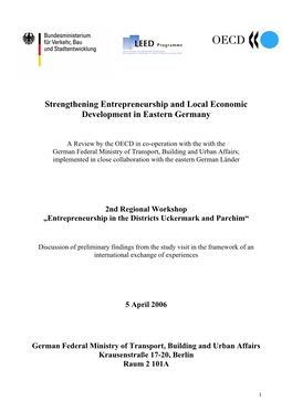 Strengthening Entrepreneurship and Local Economic Development in Eastern Germany