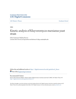 Kinetic Analysis of Kluyveromyces Marxianus Yeast Strain