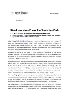 Kizad Launches Phase 2 of Logistics Park