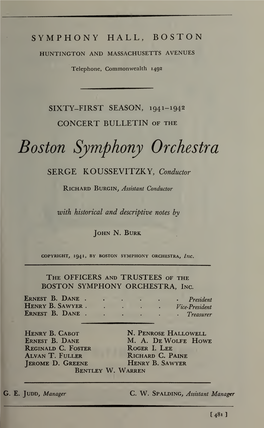 Boston Symphony Orchestra Concert Programs, Season 61,1941-1942, Subscription