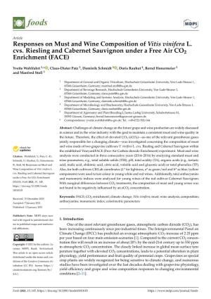 Responses on Must and Wine Composition of Vitis Vinifera L. Cvs. Riesling and Cabernet Sauvignon Under a Free Air CO2 Enrichment (FACE)