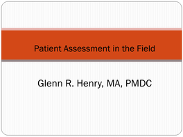Patient Assessment in the Field