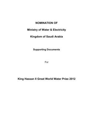 NOMINATION of Ministry of Water & Electricity Kingdom of Saudi Arabia