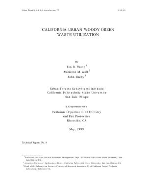 California Urban Woody Green Waste Utilization