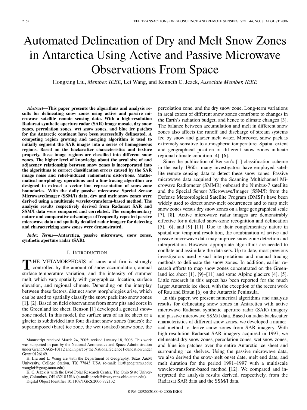 Automated Delineation of Dry and Melt Snow Zones in Antarctica