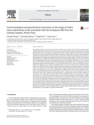 Geochronological and Geochemical Constraints on the Origin of Clastic Meta-Sedimentary Rocks Associated with the Yuanjiacun BIF from the Lüliang Complex, North China