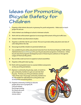 Ideas for Promoting Bicycle Safety for Children