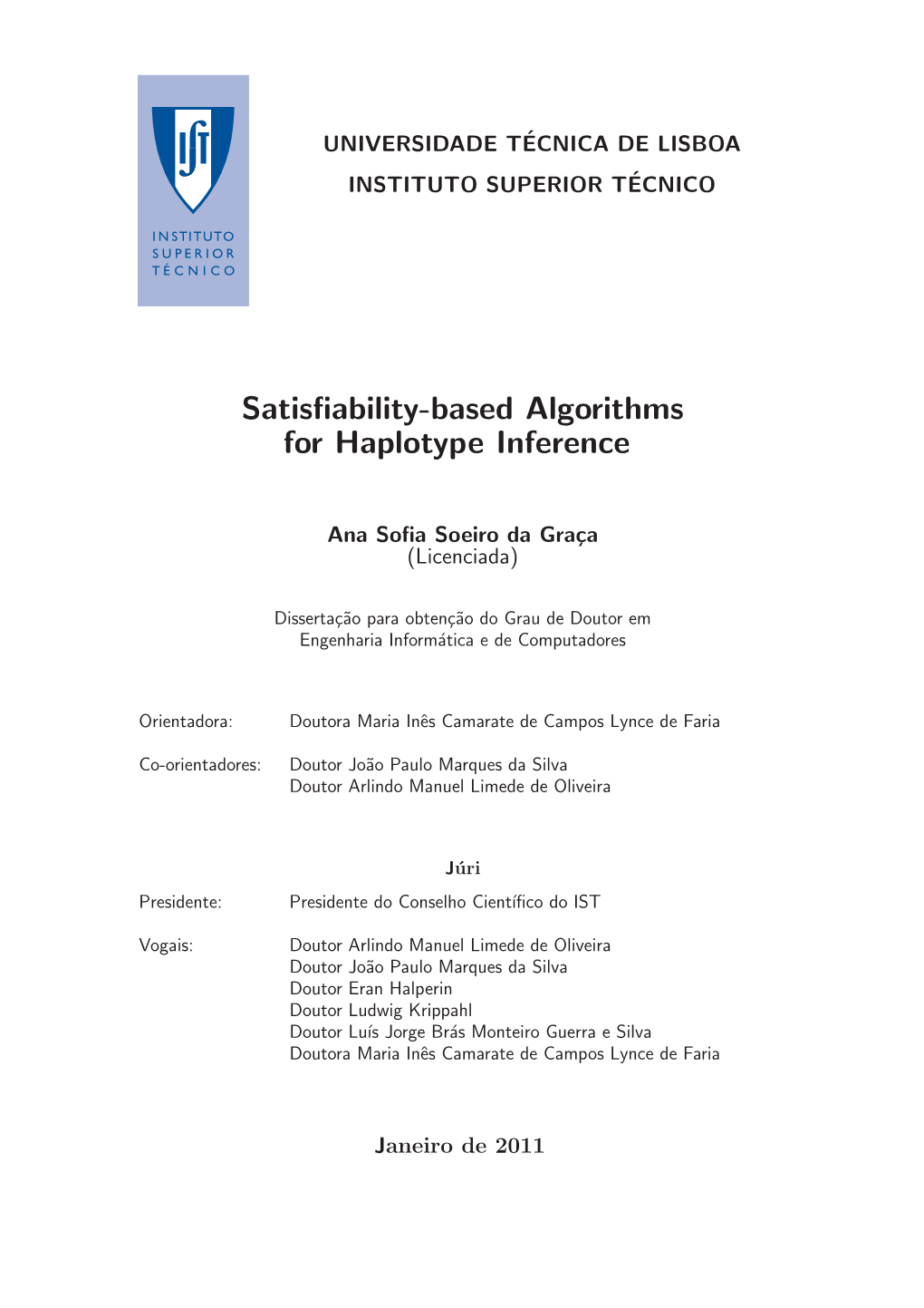 Satisfiability-Based Algorithms for Haplotype Inference