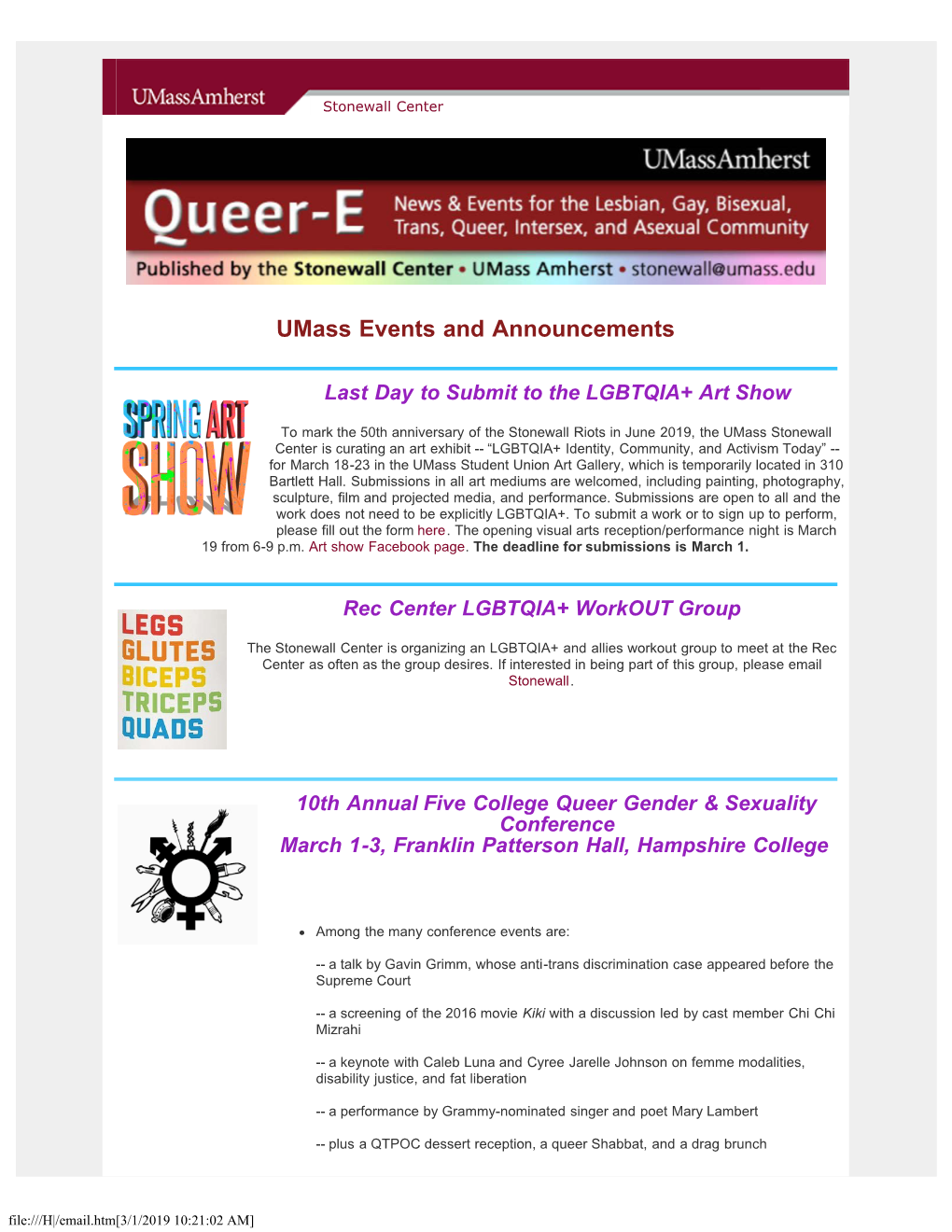 Umass Events and Announcements