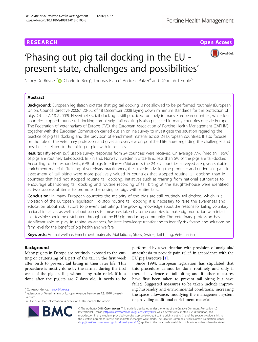 Phasing out Pig Tail Docking in the EU