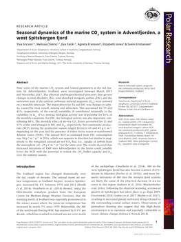 Seasonal Dynamics of the Marine CO System in Adventfjorden, a West