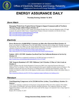 Energy Assurance Daily