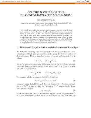 On the Nature of the Blandford-Znajek Mechanism