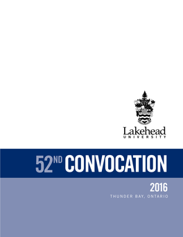 2016 Thunder Bay Convocation Program