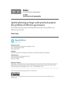 Spatial Planning As Large-Scale Practical Project