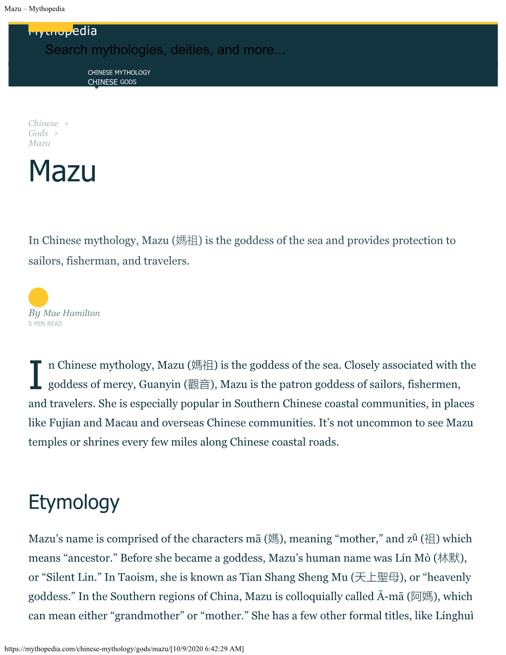 Mazu – Mythopedia