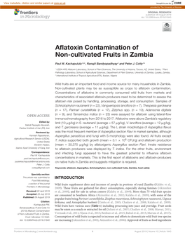 Aflatoxin Contamination of Non-Cultivated Fruits in Zambia