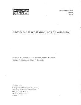 PLEISTOCENE STRATIGRAPHIC UNITS of Wisconsin