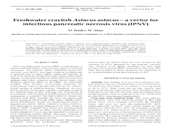 Freshwater Crayfish Astacus Astacus - a Vector for Infectious Pancreatic Necrosis Virus (IPNV)