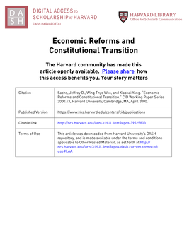 CID Working Paper No. 043 :: Economic Reforms And
