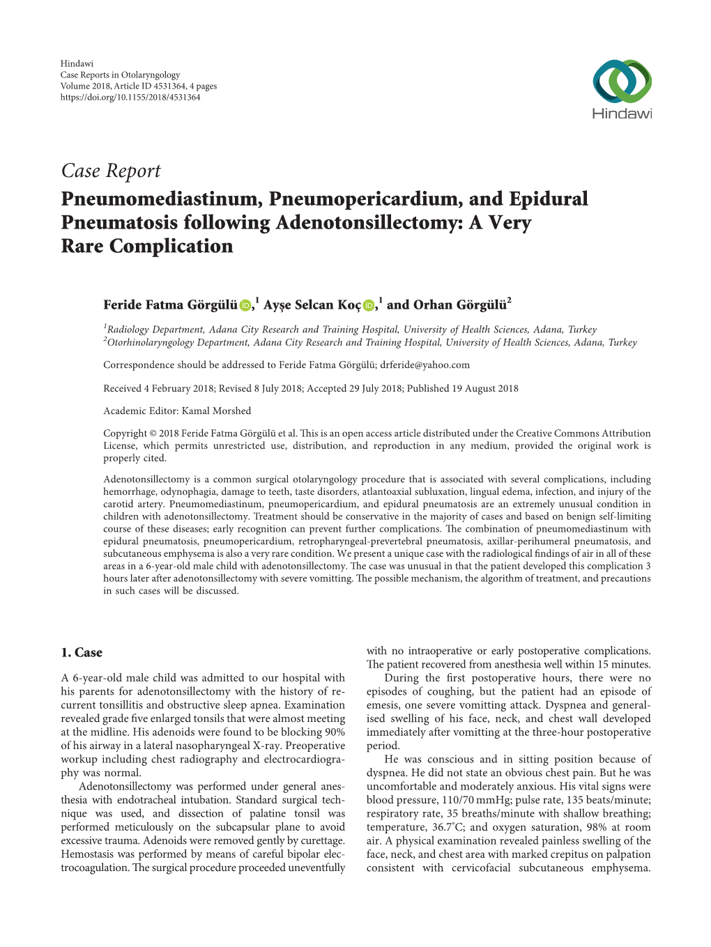 Case Report Pneumomediastinum Pneumopericardium And Epidural