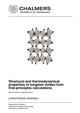 Structural and Thermodynamical Properties of Tungsten Oxides from ﬁrst-Principles Calculations