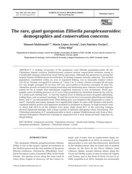 The Rare, Giant Gorgonian Ellisella Paraplexauroides: Demographics and Conservation Concerns