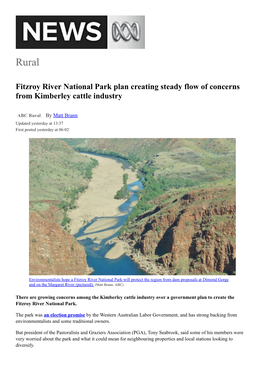 Fitzroy River National Park Plan Creating Steady Flow of Concerns from Kimberley Cattle Industry