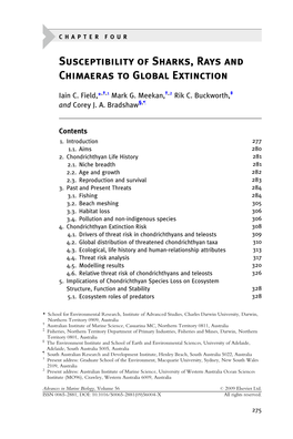 Susceptibility of Sharks, Rays and Chimaeras to Global Extinction