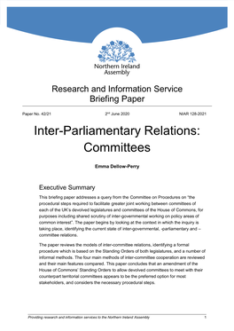 Inter-Parliamentary Relations: Committees
