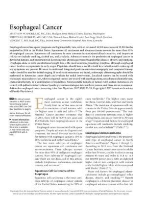 Esophageal Cancer MATTHEW W