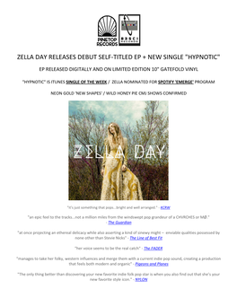 Zella Day Releases Debut Self-Titled Ep + New Single "Hypnotic"